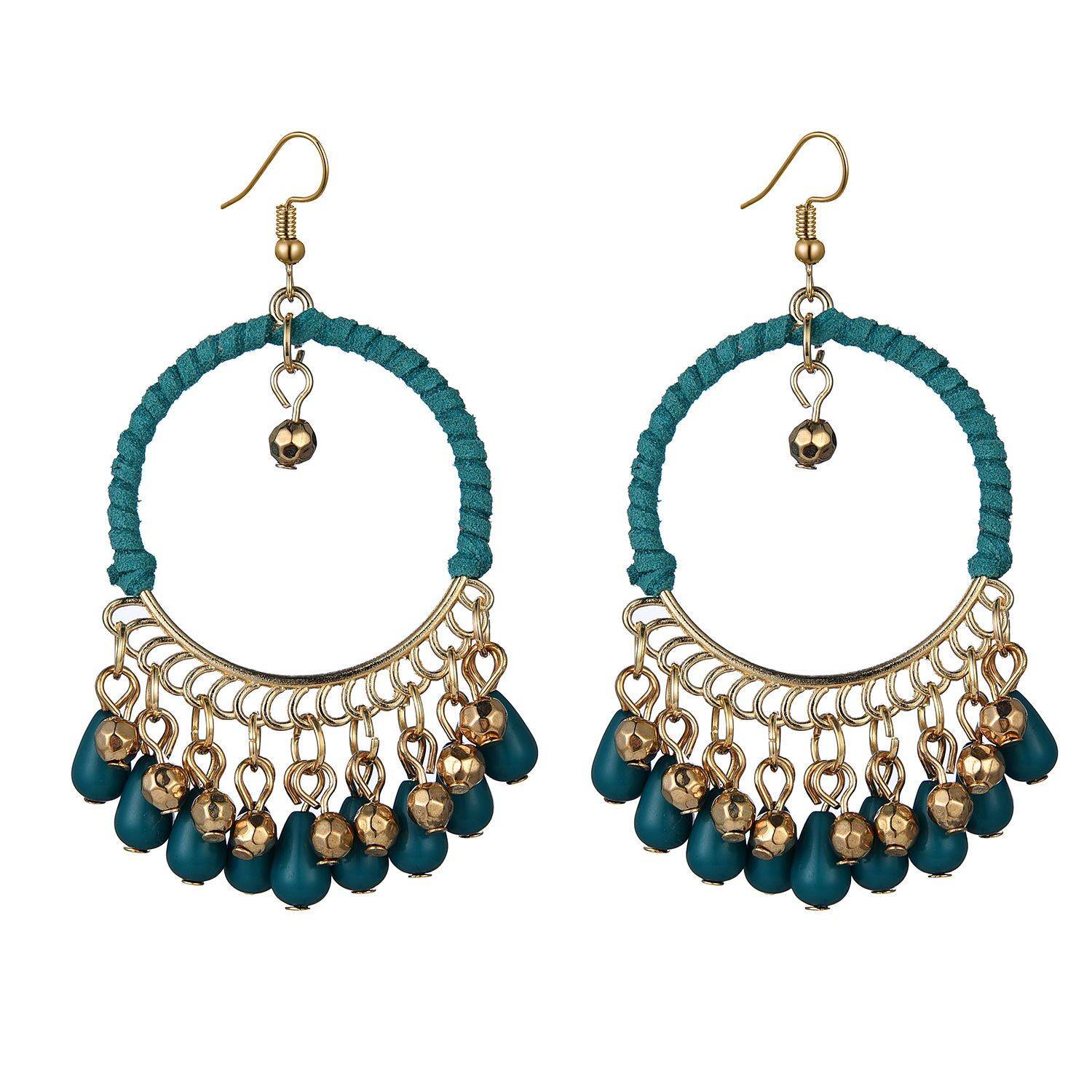 Round earring peacock blue